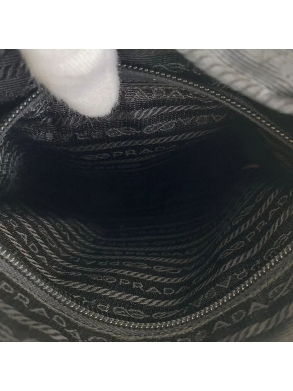 Prada Tessuto Black Silver Nylon Shoulder Bag Pochette